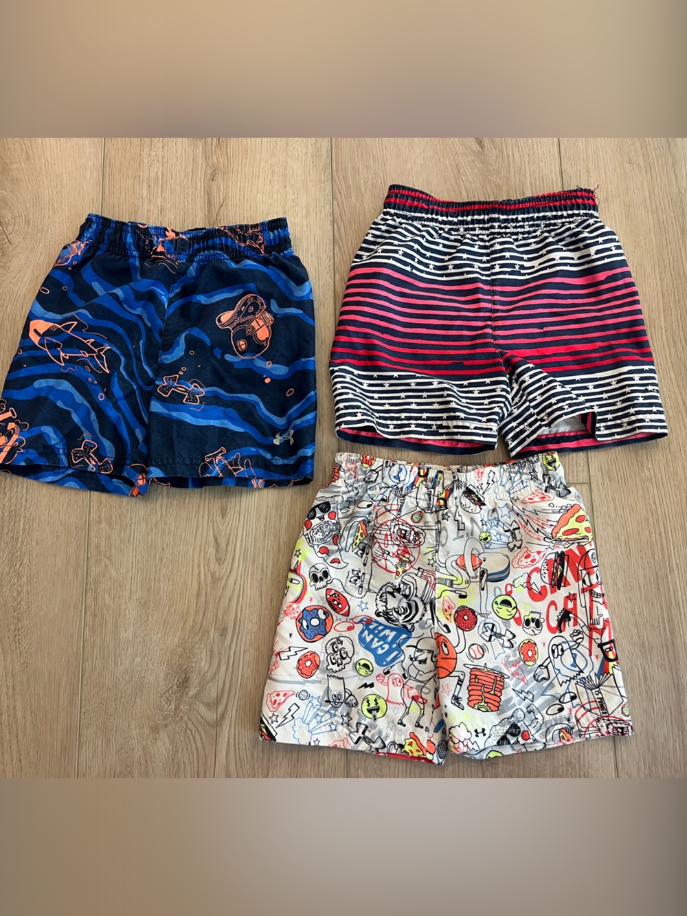 Under Armour Kids 3-Pack Swim Shorts - Blue, White & Red